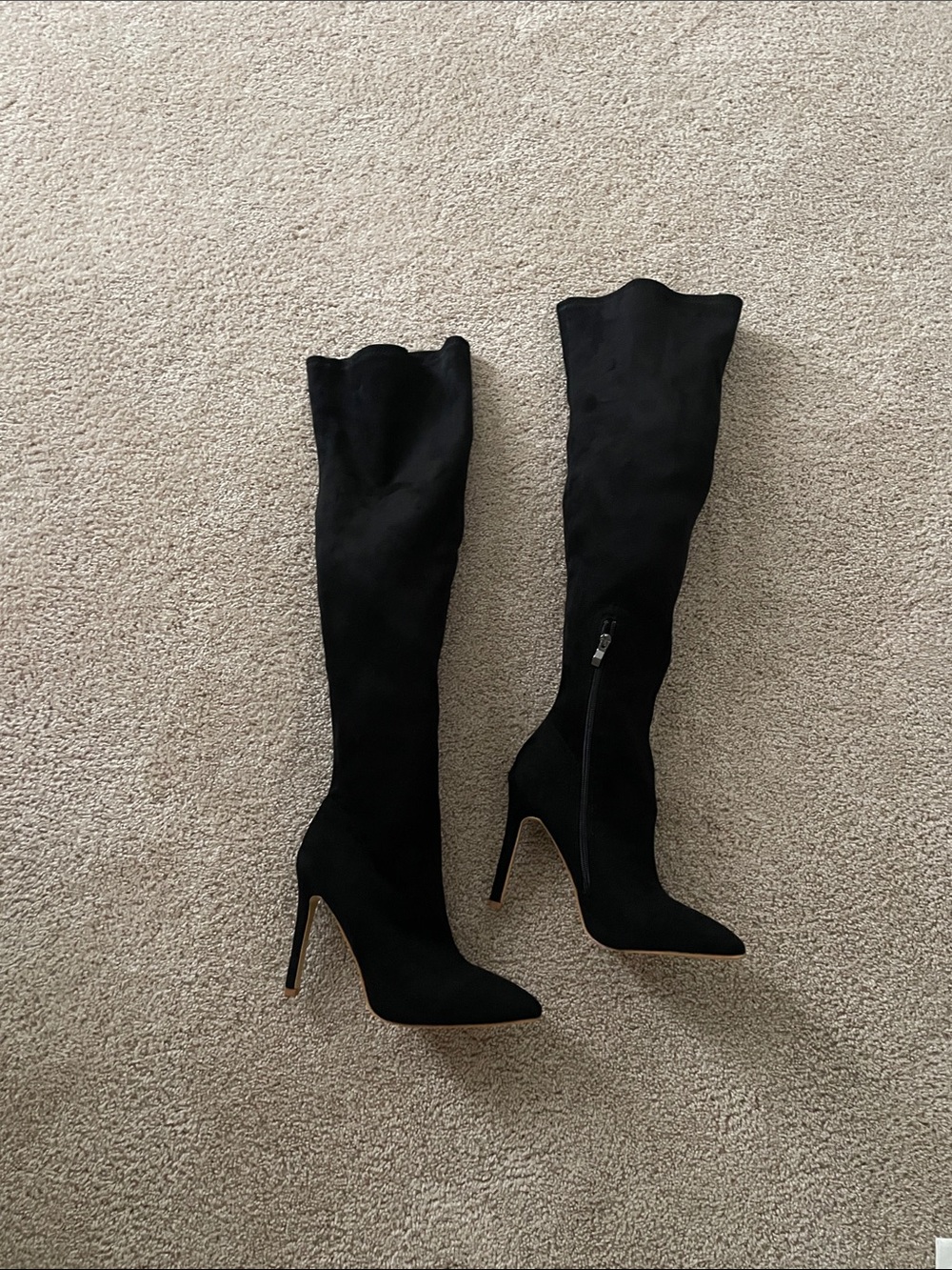 Black Over-the-Knee Pointed Stiletto Boots